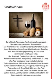 Christliche Feiertage HP Fronleichnam