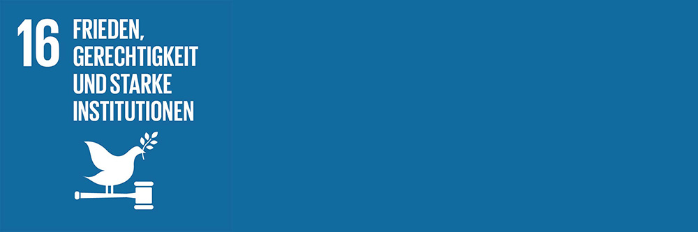 SDG Logo Ziel 16 Frieden Gerechtigkeit und starke Institutionen